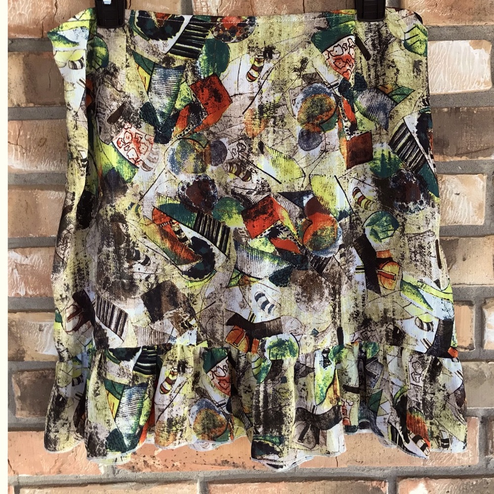 Pretty Little Thing Multicolored Ruffled Bottom Mini Skirt Size 10